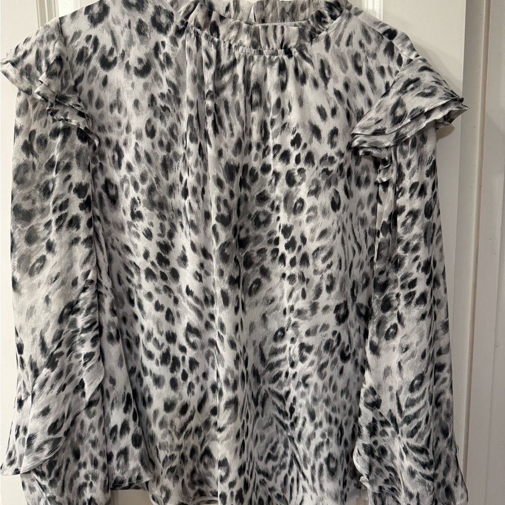 Ann Taylor Black and White Animal Print Blouse